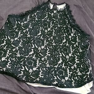 Black Lace Top with Cream Lining